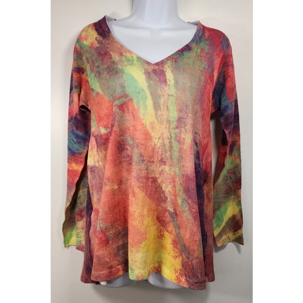 Soft Surroundings Abstract Print Knit Top Artsy Boho Size S